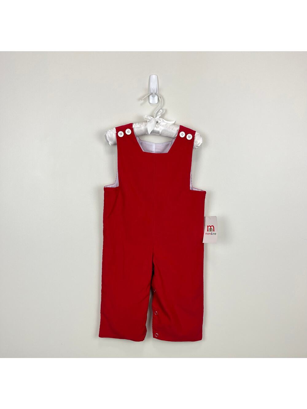 Mom & Me Festive Red Longall Overalls 6 Months NWT